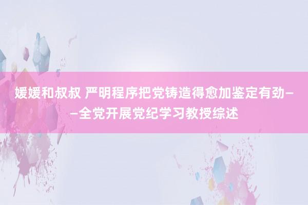 媛媛和叔叔 严明程序把党铸造得愈加鉴定有劲——全党开展党纪学习教授综述