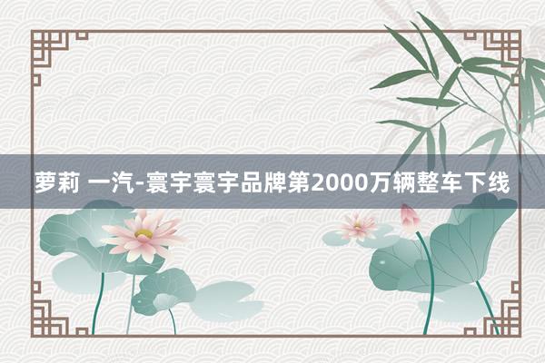 萝莉 一汽-寰宇寰宇品牌第2000万辆整车下线
