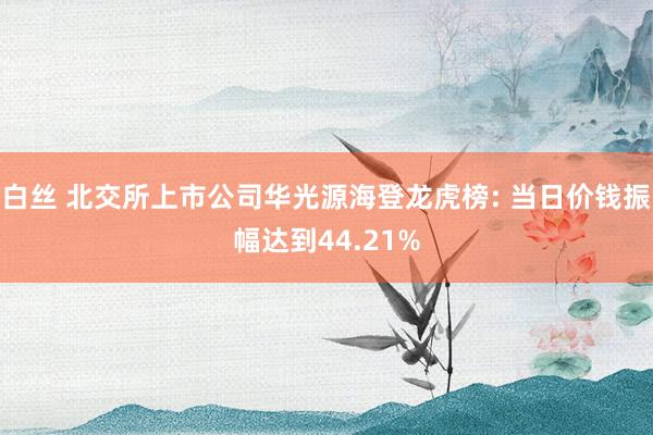 白丝 北交所上市公司华光源海登龙虎榜: 当日价钱振幅达到44.21%