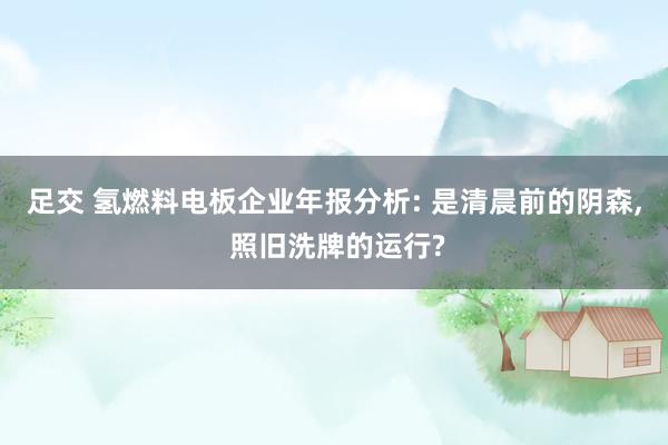足交 氢燃料电板企业年报分析: 是清晨前的阴森， 照旧洗牌的运行?